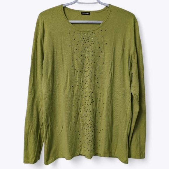 Gerry Weber green long sleeve Knit Top with studded embellishments - Picture 1 of 6